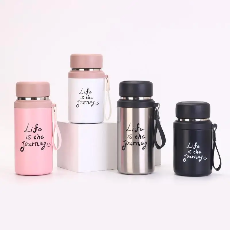 800/1000ml Vacuum Insulated Bottle Leak Resistant Lid Portable Carry Strap
