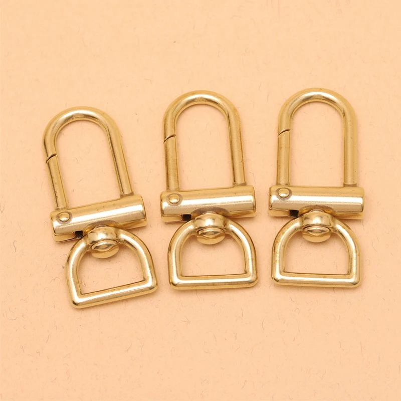 1pcs Brass Swivel Eye Snap Hook with D Ring Trigger Lobster Clasps Clips for DIY Leather Craft Bag Strap Belt Webbing Keychain