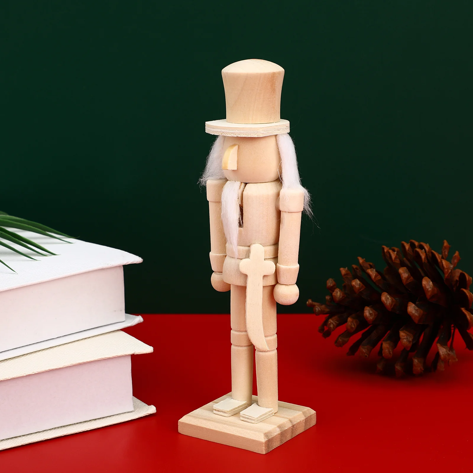 

1 Set Nutcracker Puppet Diy Painting Kit Wooden Nutcracker Puppet Christmas Decoration Craft Home Desktop Ornament Family Decor