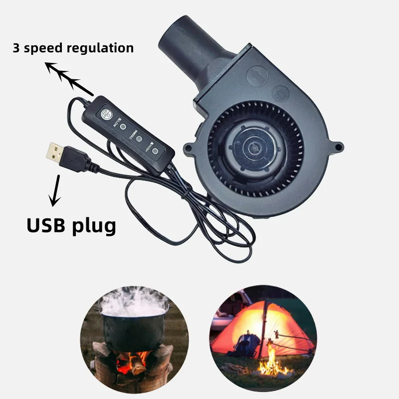 

Portable 9733 9.7cm 5V USB blower fan with outlet duct, large air volume, three speed adjustable cooling fan