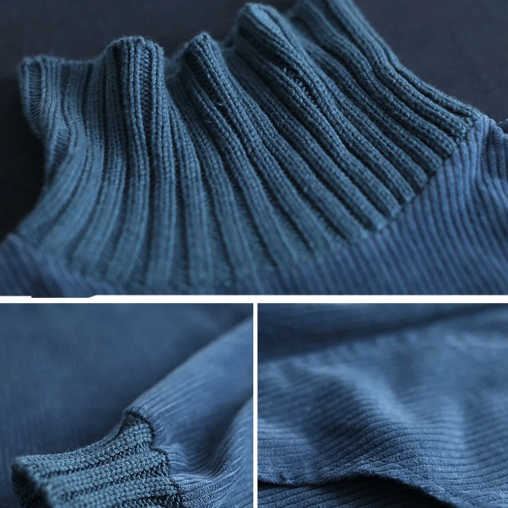 Plus Größe 4XL 120 kg Herbst Winter Fleece Kleid Langarm Rollkragen Einfarbig Kleid Lose Taille Warme Verdicken Kleider