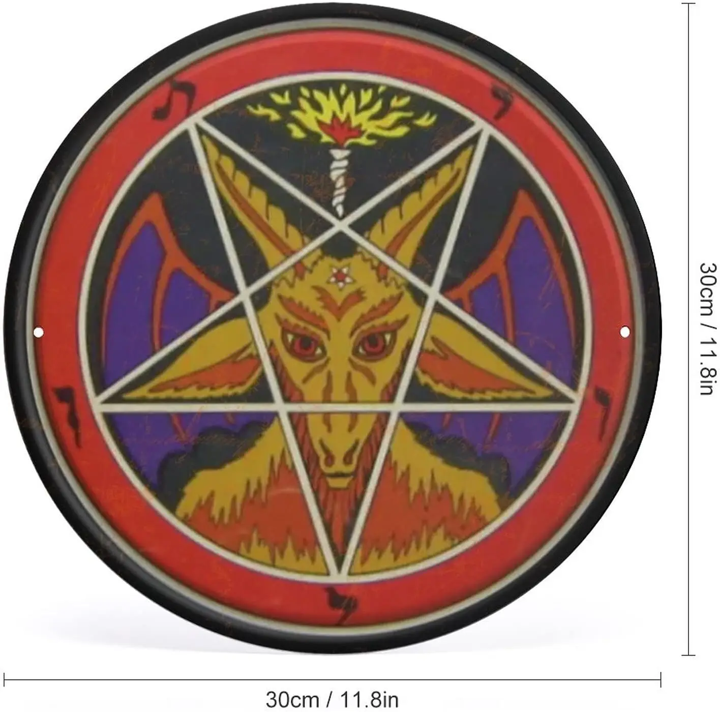 Baphomet tin sign, Pentagram Occult Magick Vintage Style Round Tin Sign Wall Sign Wall Decor Gift for Mom, Dad, Friends Tin Sign