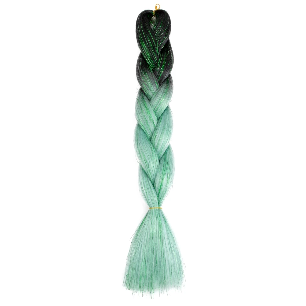 Synthetische Ombre 24Inch Glitter Jumbo Vlechten Extensions Sparkle Regenboog Gekleurde Vlechten Haar Voor Vrouwen Groothandel Diy Kapsel