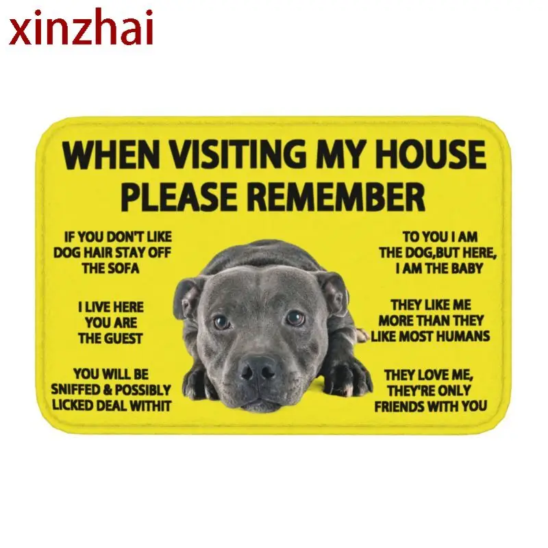 Custom Staffordshire Bull Terrier Doormat Non-Slip Entrance Kitchen Bath Floor Door Mats Toilet Carpet Rug