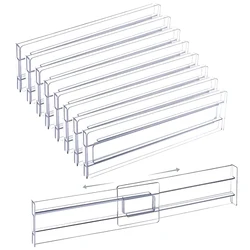 8 件 Transparent Drawer Dividers Adjustable Expandable Drawer Dividers for Clothing Utensils Cosmetics Office Storage