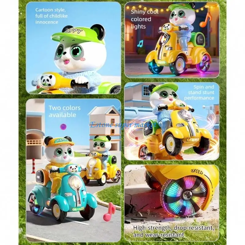 090B Gấu Trúc Hoạt Hình Với Xe Tay Trang Trí Giáng Sinh Nhạc Nhẹ Chuyển Quà Tặng Trẻ