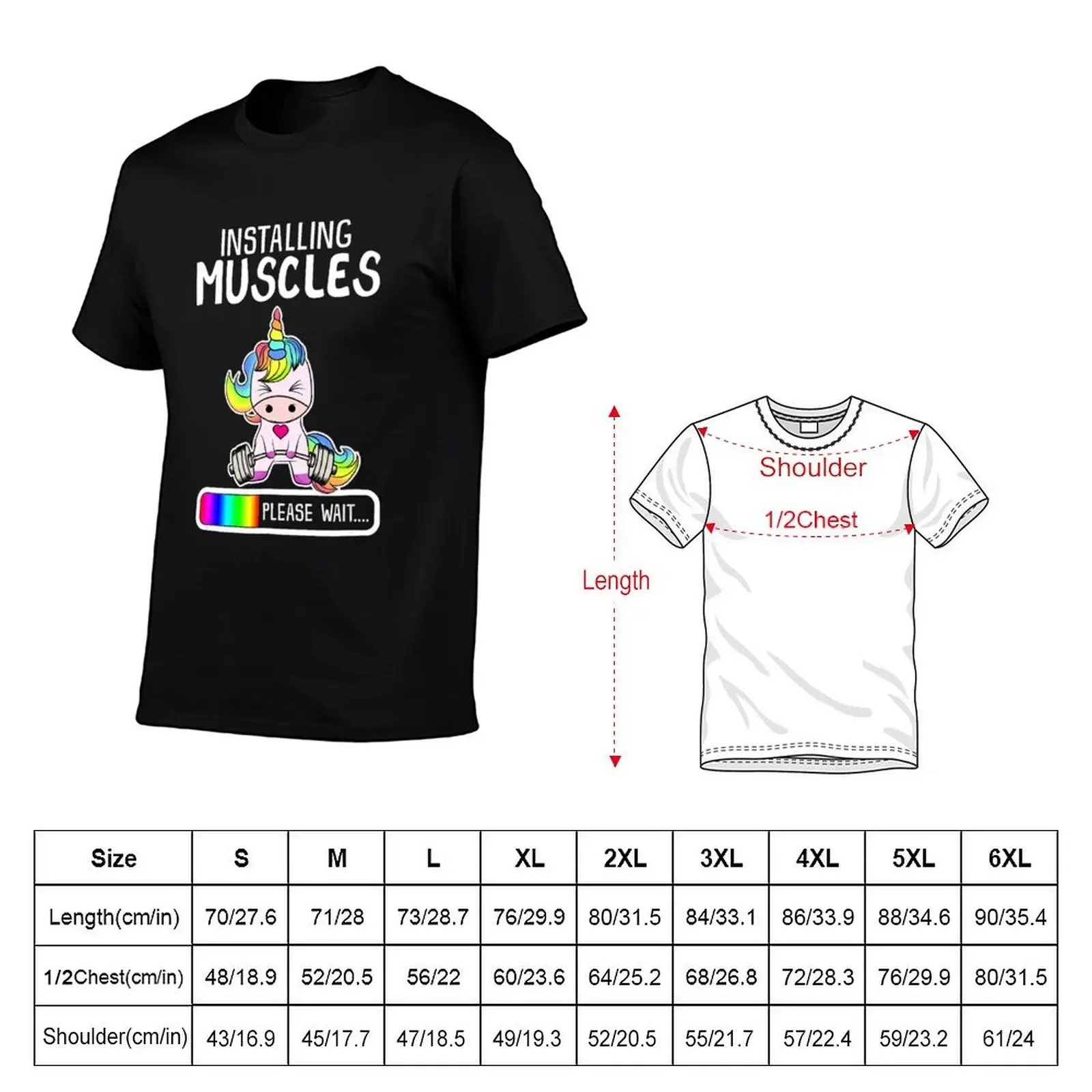 Installing Muscles Unicorn Weightlifting T-Shirt aesthetic clothes korean fashion plain black t shirts men