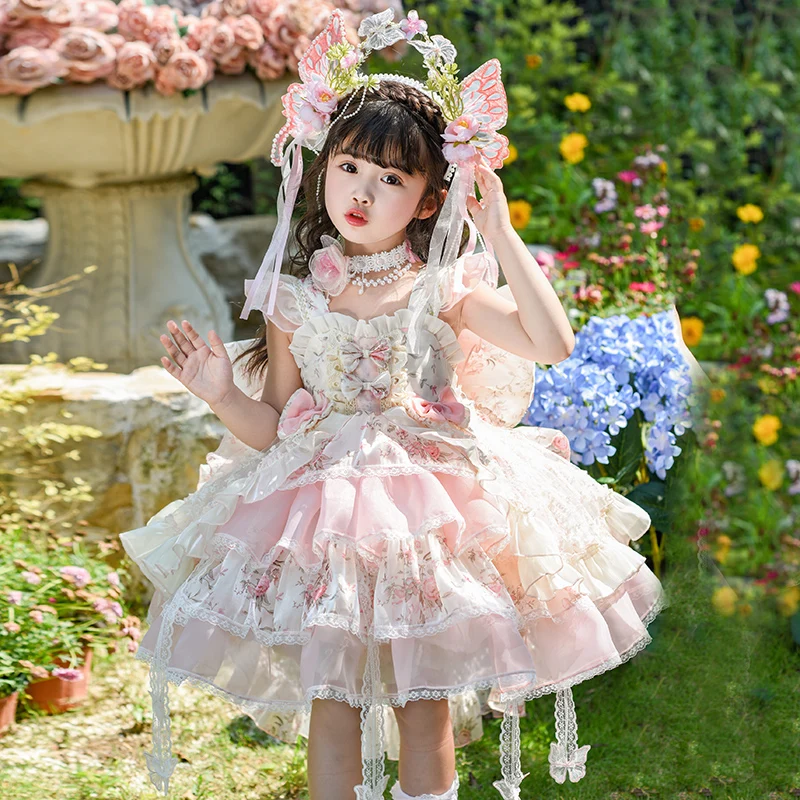 

Girls' Lolita princess dress 2025 new children's fashionable foreign-looking dress summer dress girls skirt thin