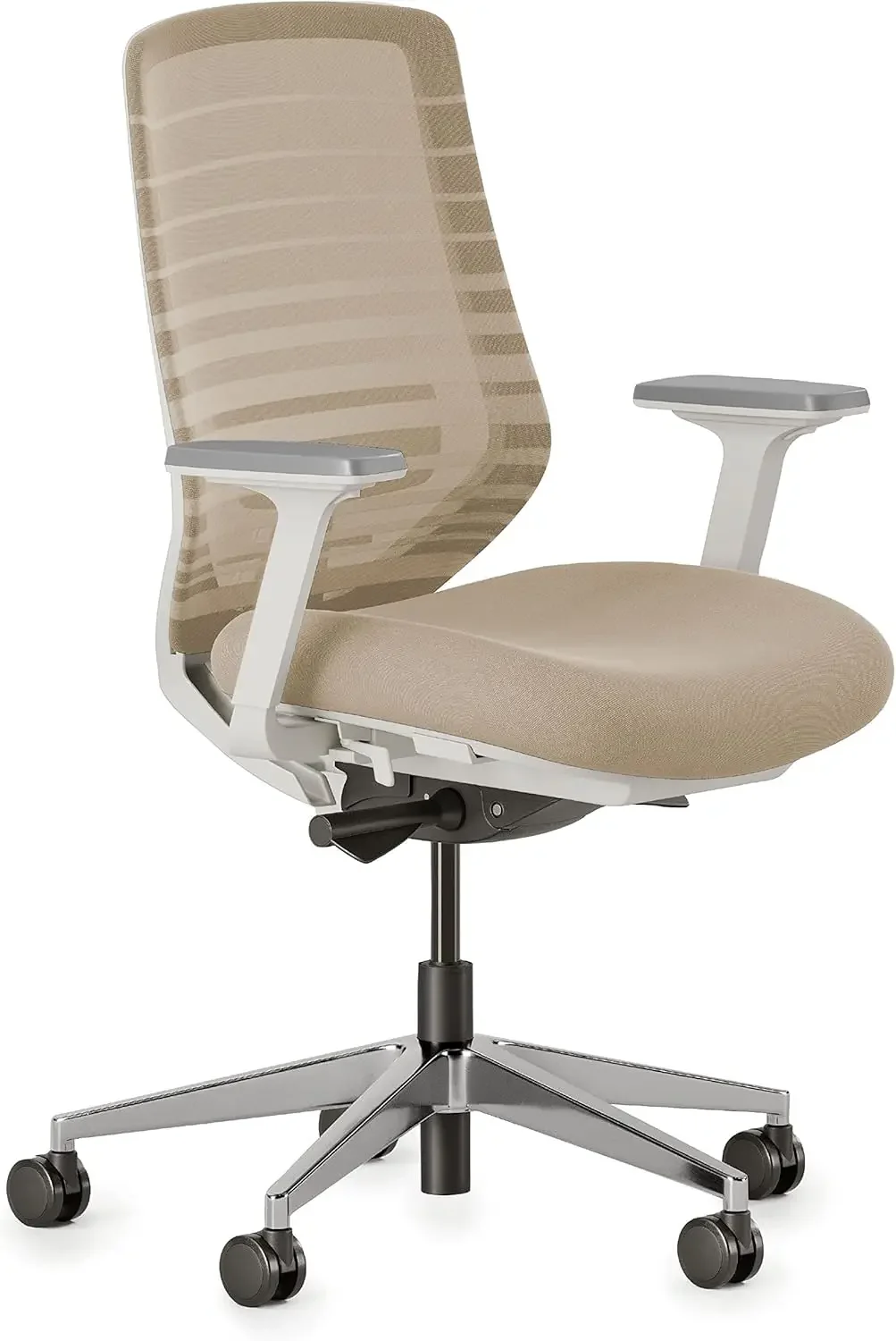 Adjustable Lumbar Support Breathable Mesh Backrest and Smooth Wheels Experience Optimal Comfort and Support Sand  White