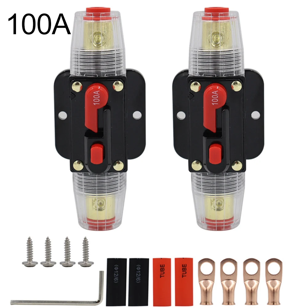 Circuit Breaker Two Auto Inline Fuses with Push Button Reset Suitable for Use in Diverse DC Voltage Environments