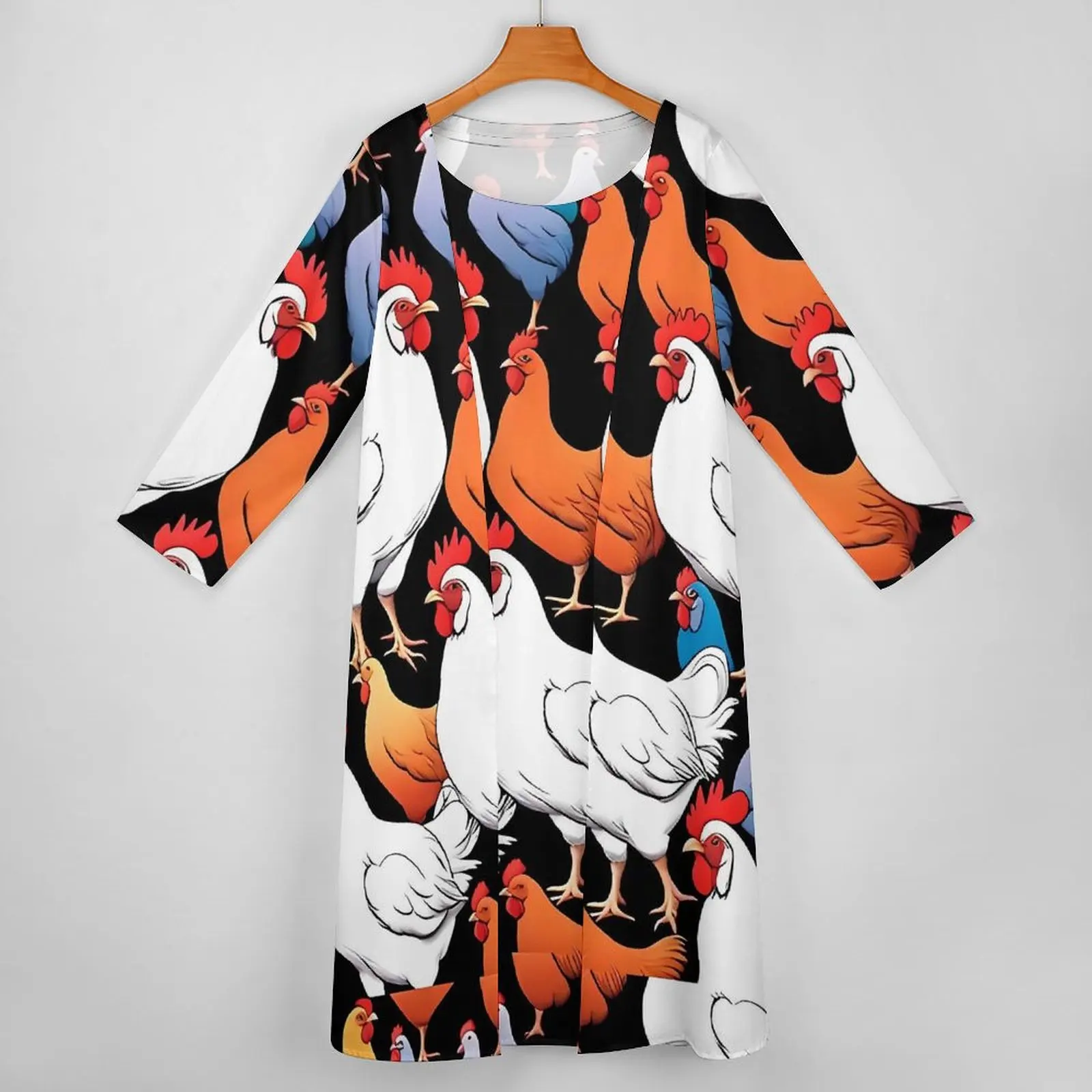 Chubby Chickens Dress Cute Animal Elegant Maxi Dress Street Fashion Casual Long Dresses Lady Two Piece Graphic Big Size Vestidos