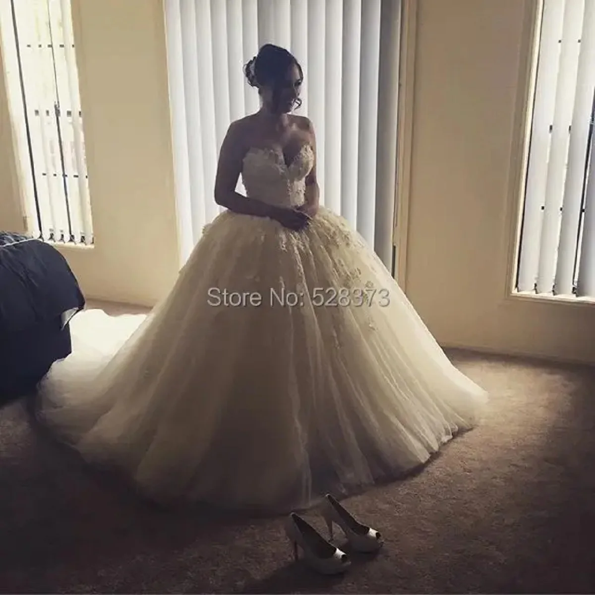 YNQNFS YWD400 Robe de Mariee Hochzeitskleid Französisch Spitze Applizierte Prinzessin Puffy Tüll Plus Größe Brautkleider Vestido De