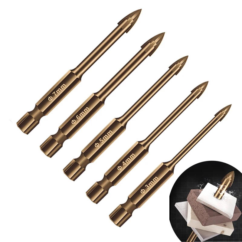 5/10Pcs Efficient Universal Drilling Tool High-Performance Utility Tools Multifunctional Cross Alloy Drill Bit Tip For Woodwork