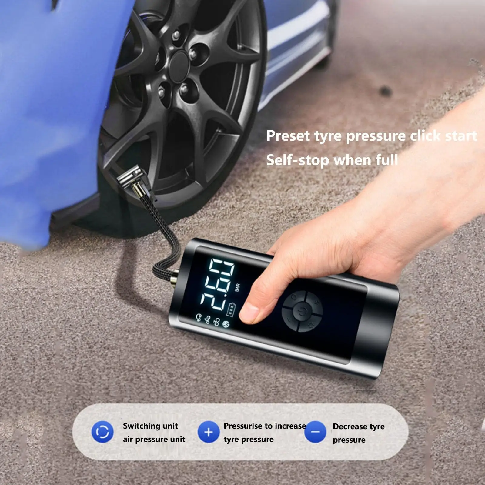 Portable Wireless Car Air Pump Air For Motorcycle Bicycle Boat Auto Tyre Balls Inflatable Compressor Electric Tire Inflator Pump