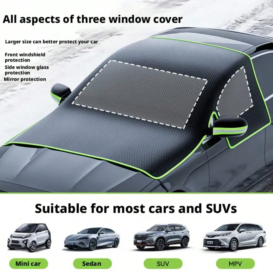 Highly Useful & Cost-Effective Car Windshield Cover, Full Windshield Anti-Freeze Anti-Snow Winter Protector
