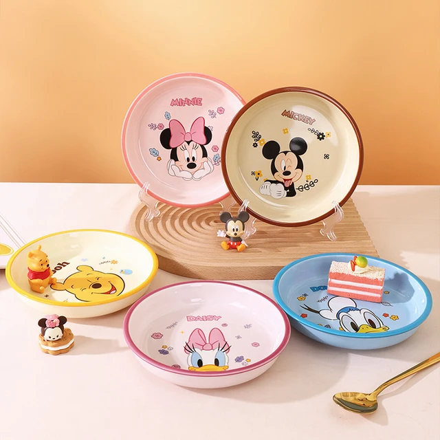 Disney Mickey Mouse Ceramic plates Child Dishes Cute Minnie Donald Winnie Tableware Piglet Tiger Kawaii Cartoon Kitchen Tools