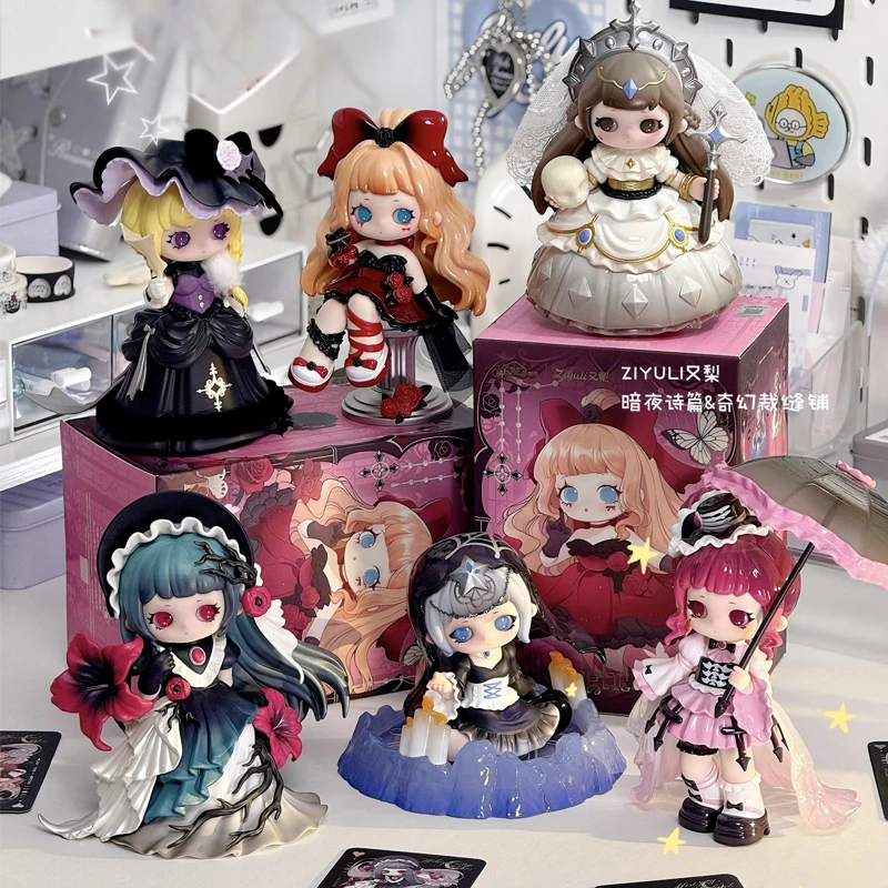 

ZIYULI Dark Night Poem Series Blind Box Kawaii Caixa Caja Dolls Mystery Box Decor Desktop Cartoon Model Surprise Ornament Toys