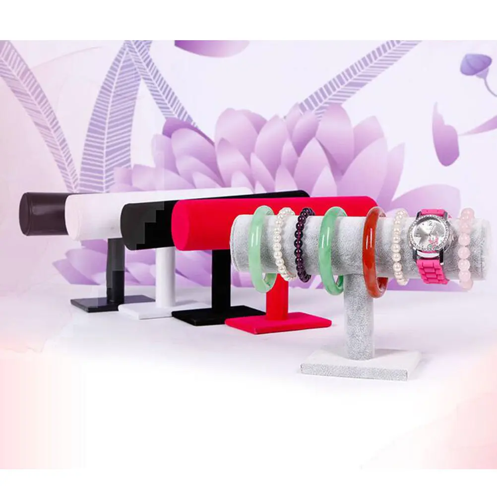 

Подставка для браслетов с черной поверхностью из ПУ, Т-образный органайзер для украшений, держатель для часов, подставка для хранения, держатель для браслетов в тубусе
