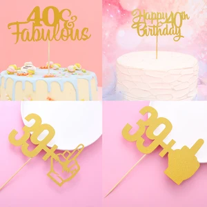 توبر كعكة عيد ميلاد 40 ذهبي - بريق من جانب واحد 39 + 1 / Fabulous & 40 Cake Topper لتزيين حفلة عيد ميلاد الأربعين أفضل 6 كعكات مبيعا لمدة 40 عاما - رقم 6
