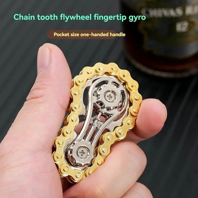 1 ชิ้นเฟือง Flywheel ปลายนิ้ว Gyro Fidget Spinner Antistress ความวิตกกังวลโลหะจักรยานโซ่ Fidget ของเล่นสําหรับเด็กผู้ใหญ่