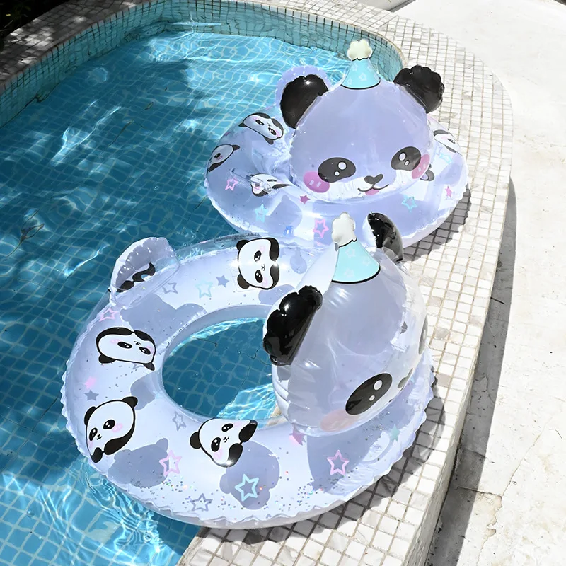 

Head Swimming Ring Thickened Inflatable Underarm Swim Ring Anti Rollover Panda Design Safe Learning Water Toy for Boys Girls