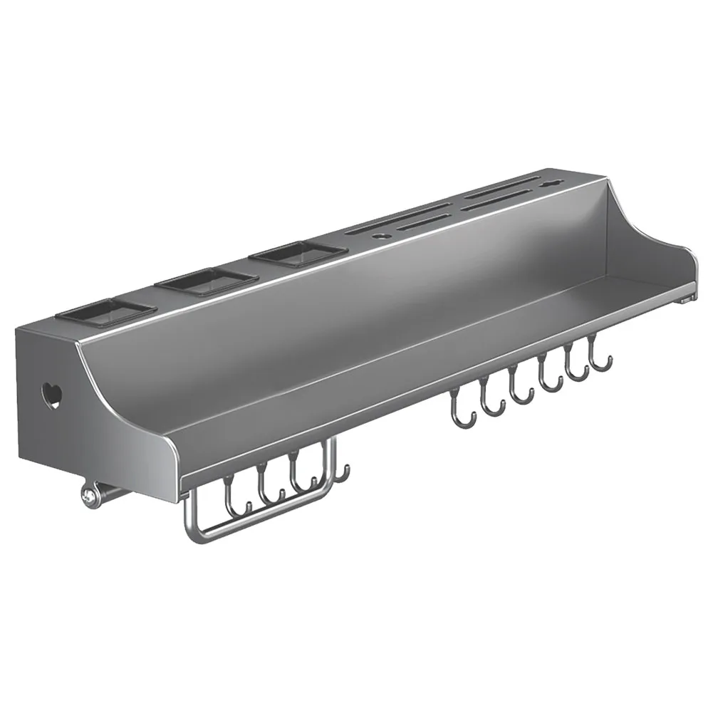 

60CM Kitchen Storage Rack with 12 Hooks Metal Storage Rack Punch-Free Spice Organizer for Chopsticks Spoons Shovels Organize