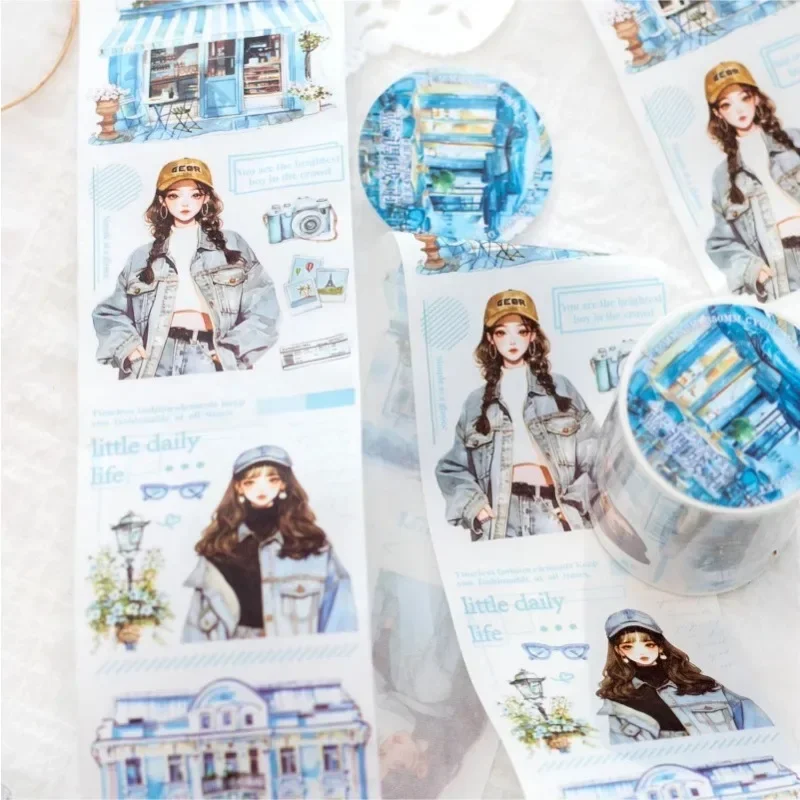 1Roll 2M Decorative Recycled Stickers Supplies  Washi Tape Street Corner Girls Handbook Material Adhesives Scrapbook cut 50mm*2M