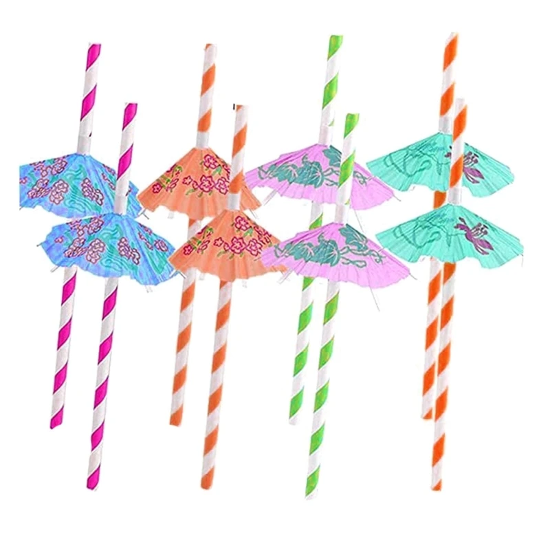 TropicalUmbrella Parasols Cocktail Straws Drinks Juice Umbrellas Plastic Straw HawaiiBeach Wedding Birthday Party Drop shipping