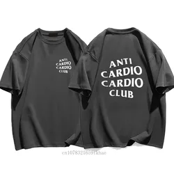 Men Clothes Plus Size Anti Cardio Club T Shirt Gym Life Letter Print T-Shirt Cotton Tshirt for Women Oversize Male Tee Summer