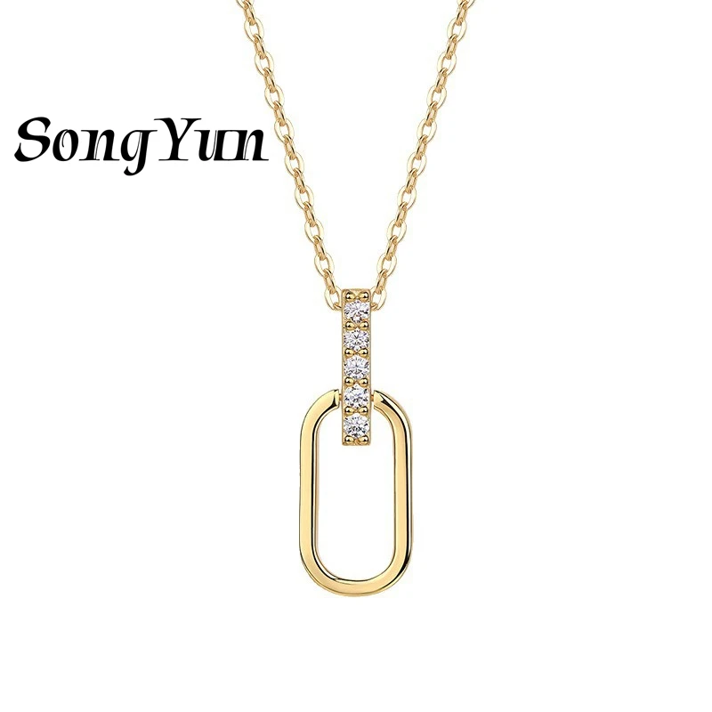 

SONGYUN Brand Jewelry 925 Sterling Silver Necklace Moissanite Diamond Heart Romantic Women 18K Gold Plated SYT Patent Pendant