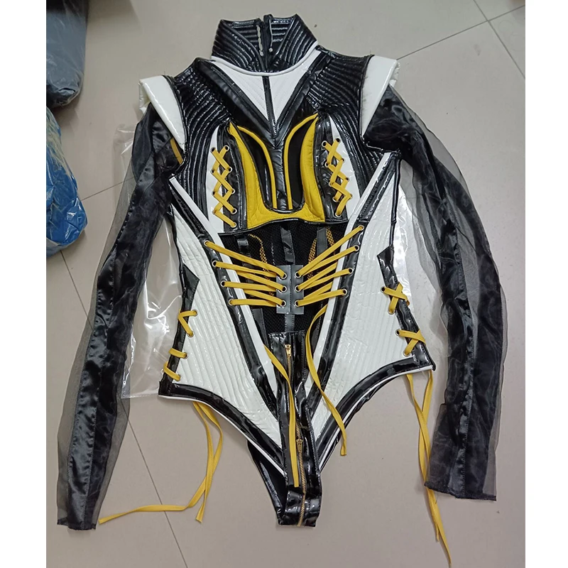 Sexy Singer Dancer Stage Costume Splicing Design Hollow Out Bodysuit Pole Dance Clothes Club Bar Gogo Dance Jumpsuit VDB6458