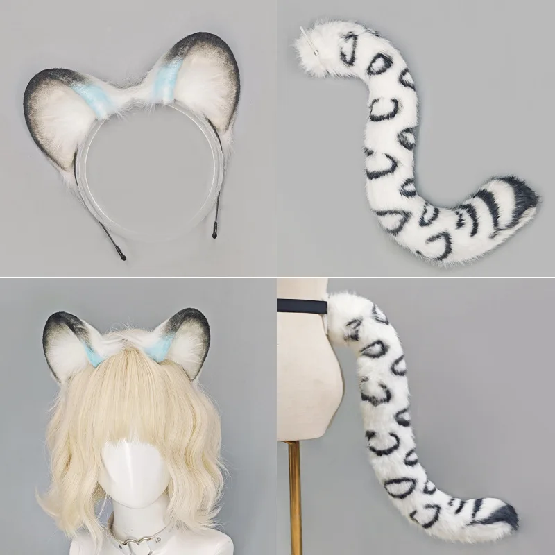Honor of Keeping Promise Snow Leopard Animal Ear and Tail Set Comic Exhibition Hundred Miles of Keeping Promise Role Play