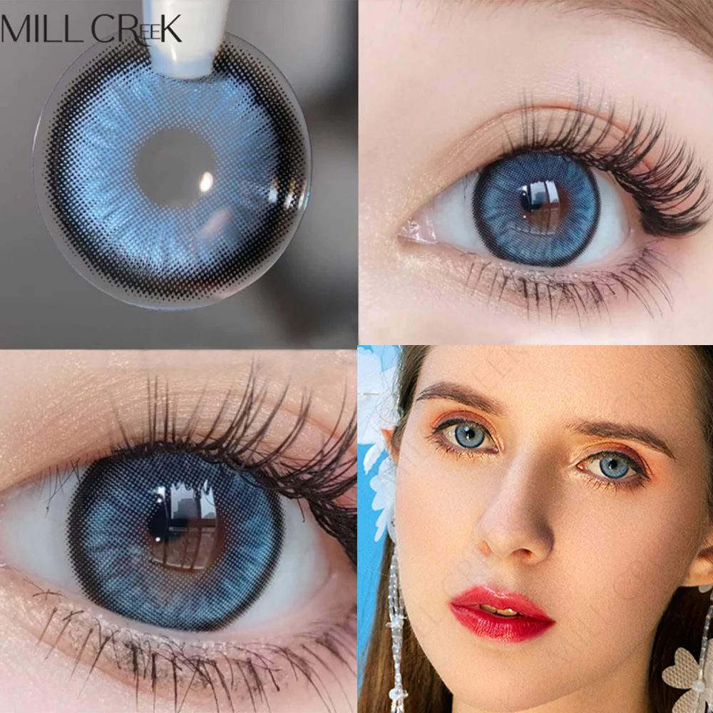 MILL CREEK Colored Contact Lenses For Eyes with Diopters Natural Cosmetics Green Blue Contact Lens Power Beautiful Pupil Yearly