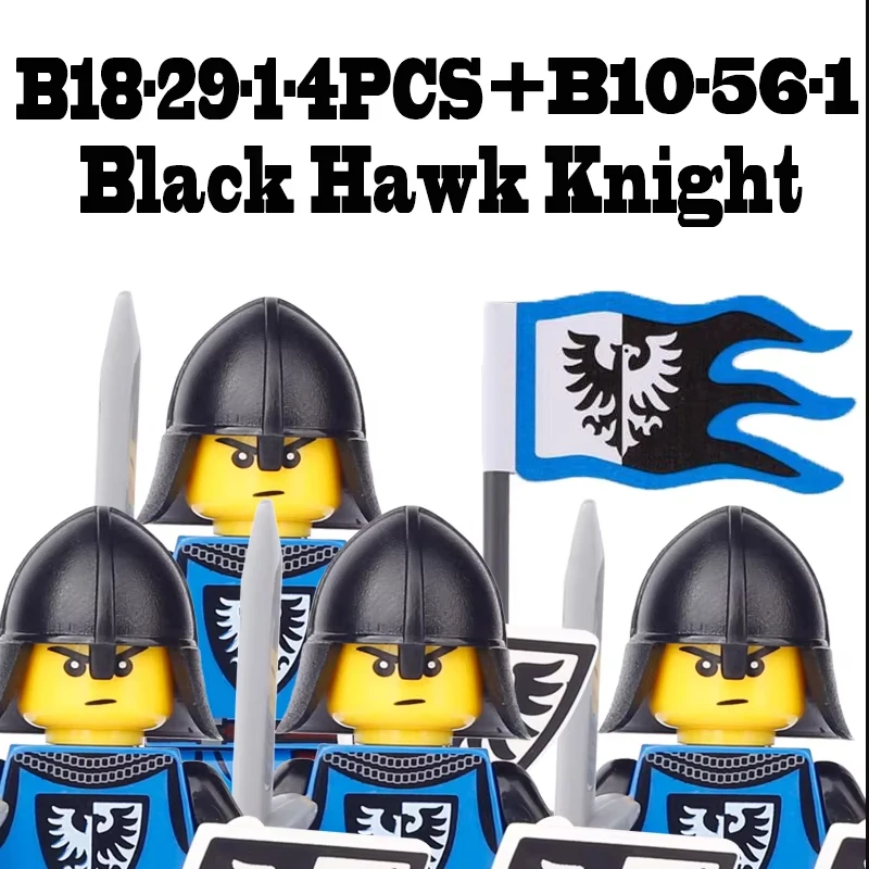Medieval Military Knight Soldier Figures Building Blocks Ancient Lion Castle Army Guard Infantry Shield Flag Bricks Toys