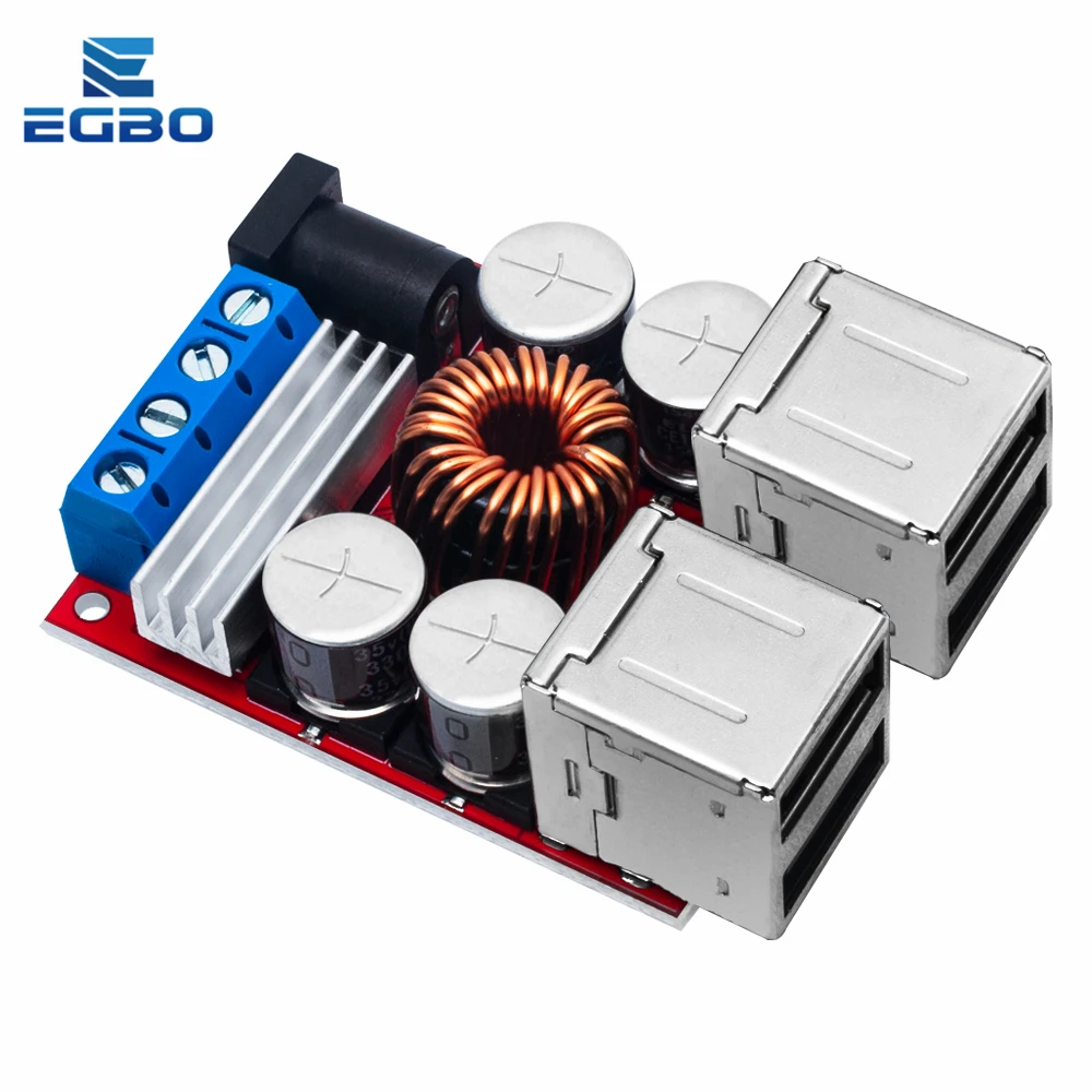 1PCS EGBO  8V-35V 5V 8A DC-DC Vehicle Charging Board Power Supply Depressurization Module 4 port USB Output mobile Charger