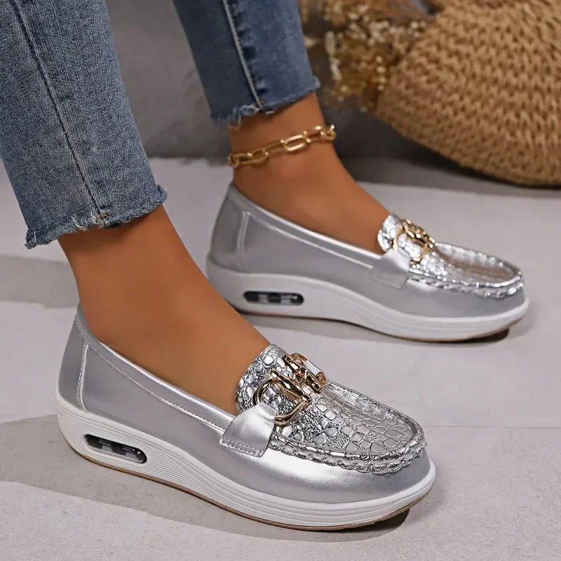 Women Casual Wedge Platform Shoes 2024 Spring Autumn Designer Comfort Walking Loafers Fashion Slip on Sneakers Zapatos De Mujer