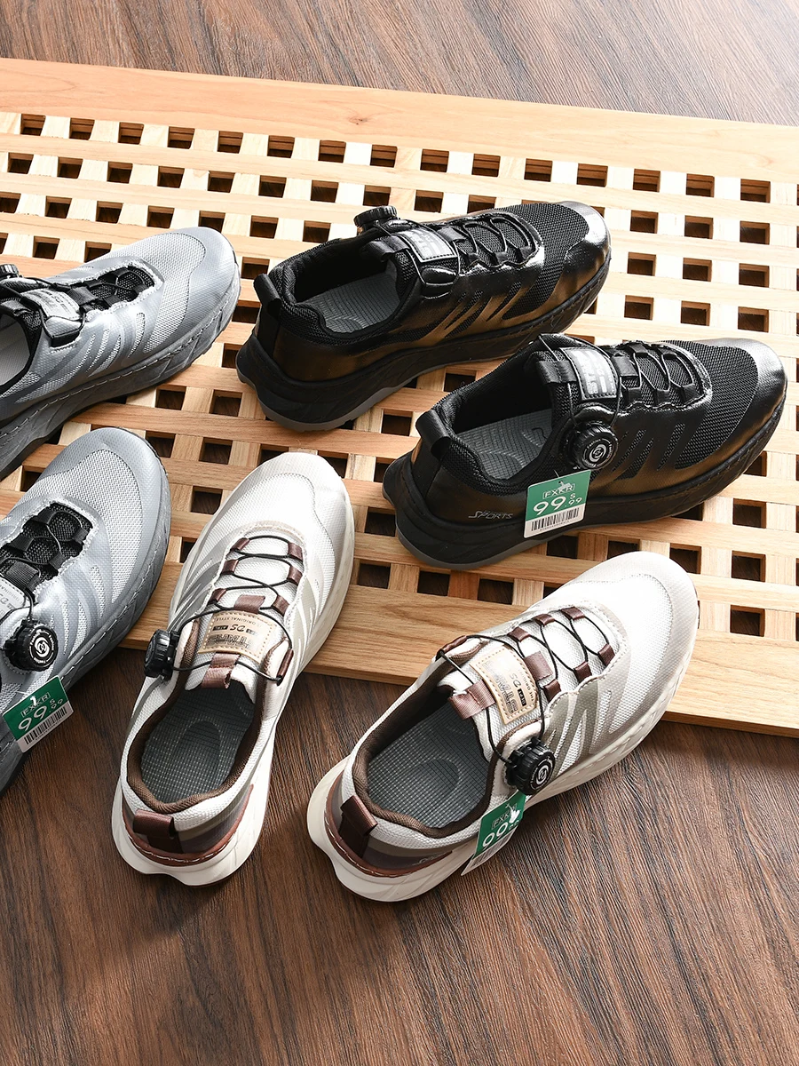 

Ice Silk Mesh Breathable Rotation Button Men's Shoes Summer Thin Hiking Casual Sports Shoes Fashion Versatile Single Shoes