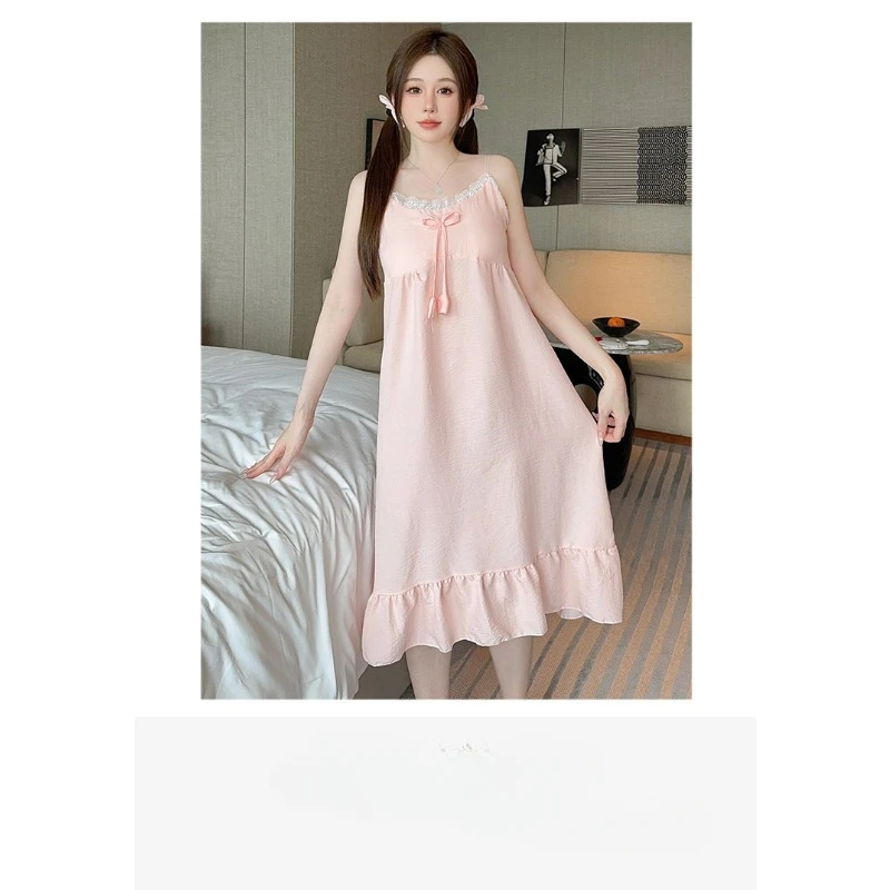 Pajamas Women's 2025 Summer New Princess Style Suspenders Sweet Long Loungewear Comfortable Nightgowns Sleepshirt