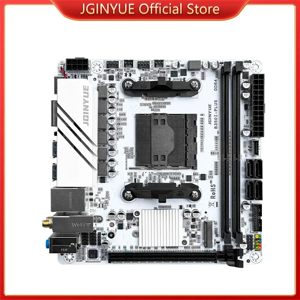 

JGINYUE AMD AM4 ITX Motherboard supports Ryzen R3 R5 R7 R9 1/2/3/4/5 series CPU DDR4 RAM Desktop PC PCI-E 3.0 B350i PLUS