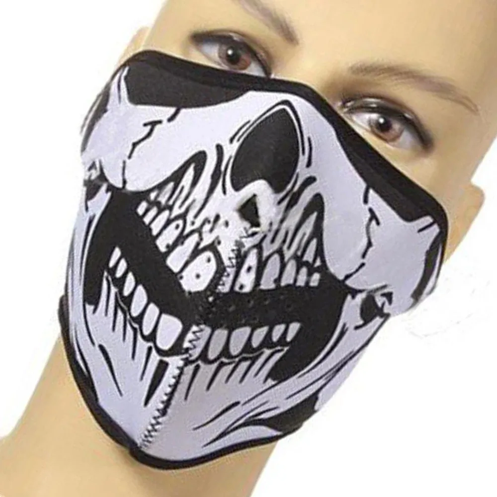 Funny Skull Half Face Mask Skeleton Neck Warmer Motorcycle Helmet Ski Sport Biker Cycling Neoprene for Halloween