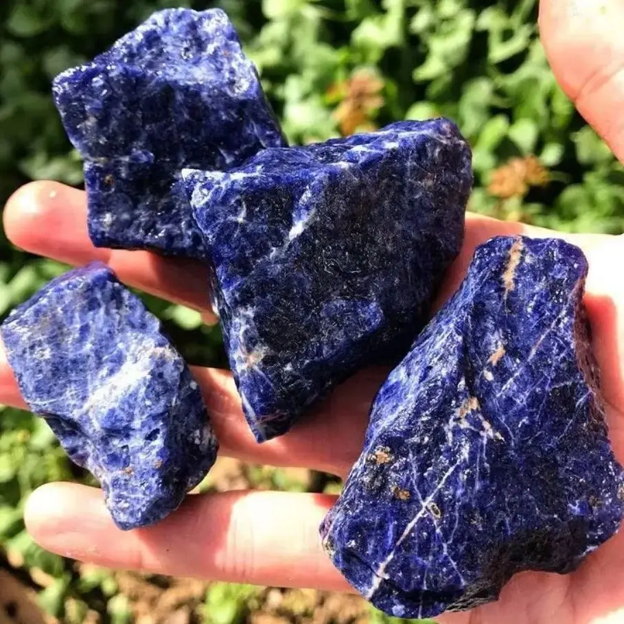 

Natural High Quality Raw Blue Sodalite Rough Quartz Crystal Healing Blue-veins Stones Mineral Home Decoration