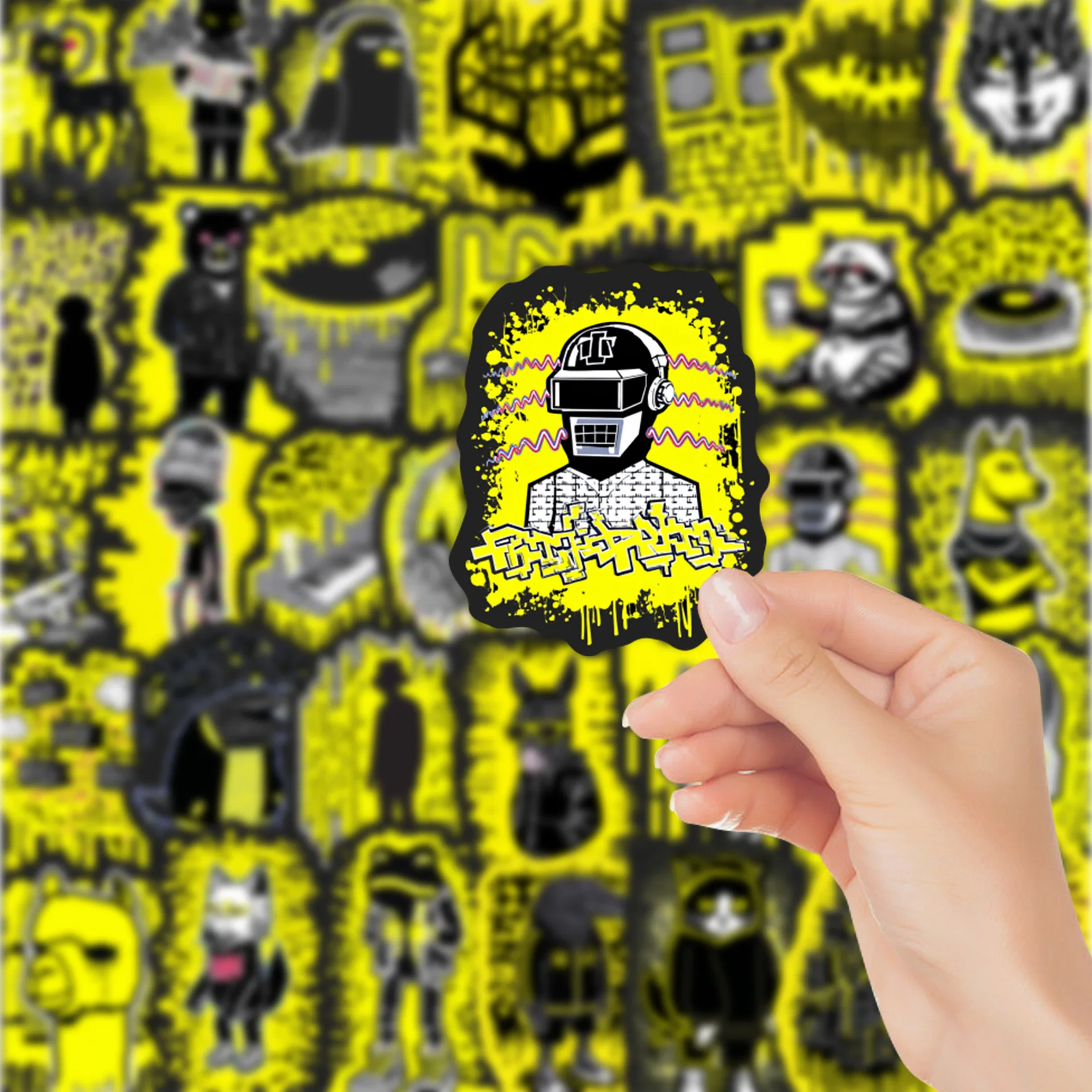 

10/50PCS Black Yellow American Street Stickers Decoration Decals DIY Skateboard Phone Fridge Bike Guitar Cool Graffiti Kids Toys