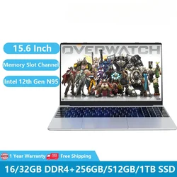 Ordenadores portátiles para juegos con Windows 11, Notebook de estudio para mujer, Netbook de 2024 pulgadas, 12ª generación, Intel Alder N95, 32GB, DDR4, 2TB, WiFi, Ultrabook, 15,6