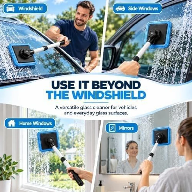 Magnetic Car Windshield Cleaner Portable Glass Cleaning Brush Double Side Auto Window Wash Tool Streak Free Interior Exterior
