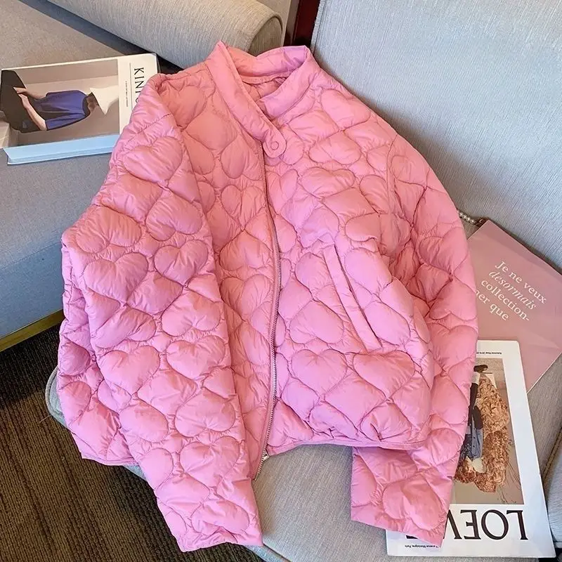 

Warm Winter Pink Ultra Light Down Jacket Parkas 2026 Fashion Lightweight Cotton Padded Jackets Women Autumn Quilted Cotton Coat
