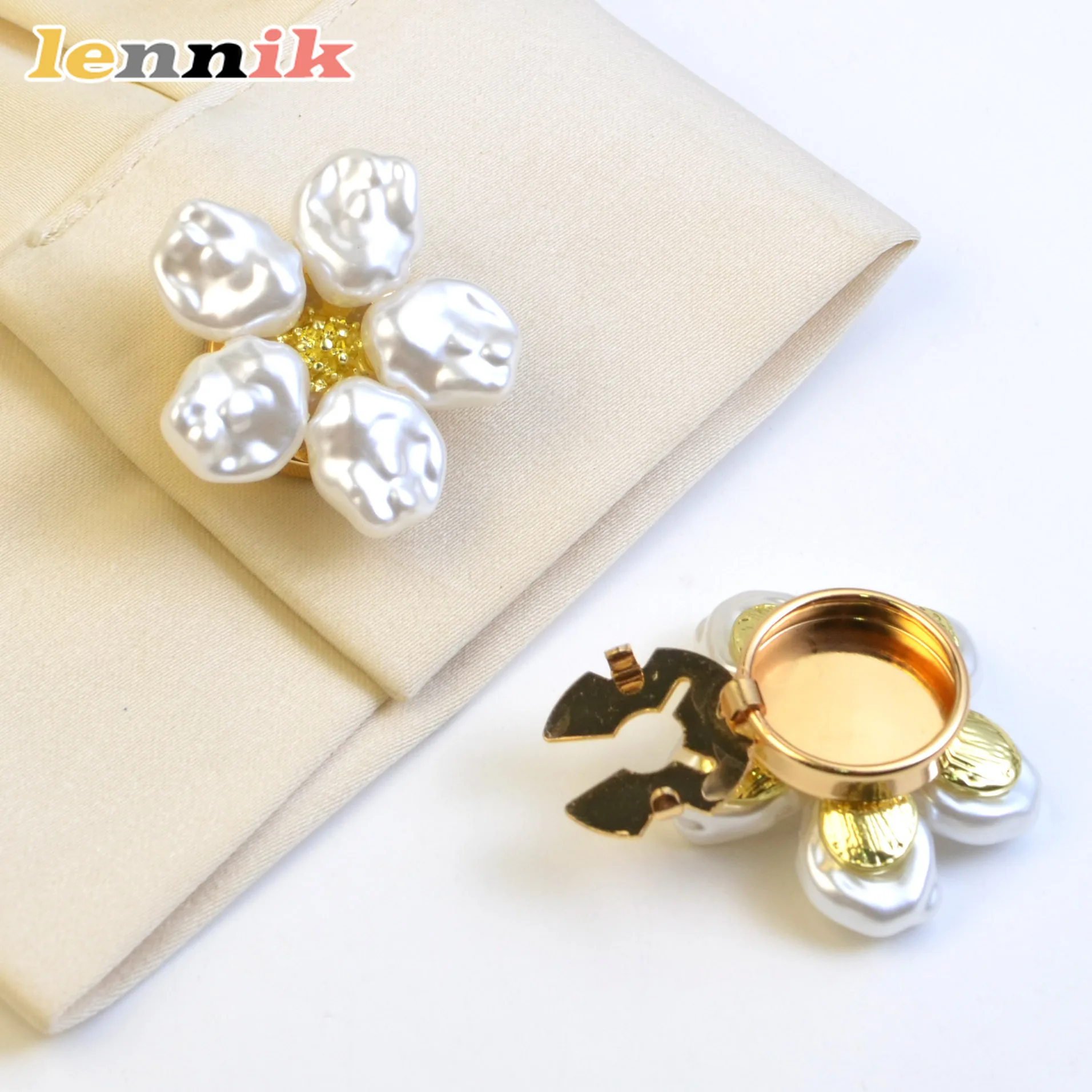 LENNIK Women's & Men's Alloy Button Covers with Pearl Rhinestone, Flower Shirt Cufflinks & Collar Buttons, Exclusive Discount