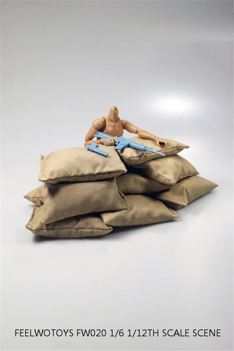 Feelwotoys Fw020 10Pc Sandbag 1/6 & 1/12กระสอบทรายทหารฉากสงครามเครื่องประดับอุปกรณ์เสริมสำหรับ6 "12" ตุ๊กตาขยับแขนขาได้รุ่น