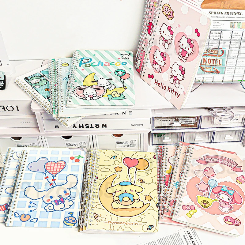 4pcs Sanrio A5 Coil Notebook Pachacco Cinnamoroll Kuromi Hello Kitty Notepad Diary Planner Student School Supplies Wholesale