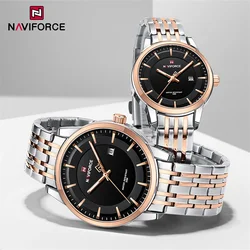 Naviforce Design Paar Horloge Originele Casual Waterdichte Kalender Lichtgevende Mode Elegant Quartz Polshorloge Voor Dames Heren Cadeau