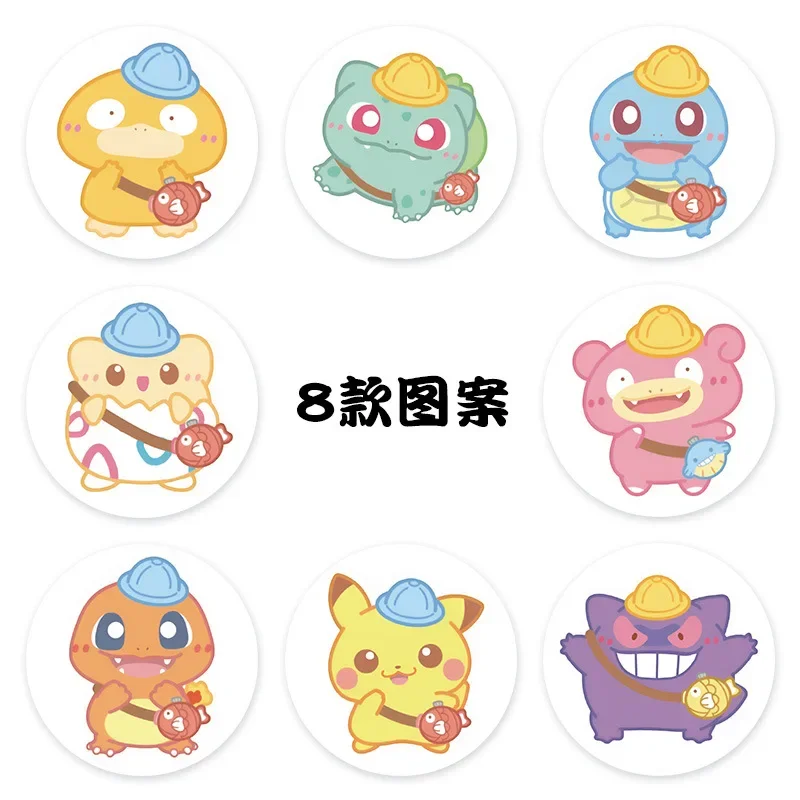 500PCS/Rollo de Pegatinas de Sellado de Dibujos Animados de Pokémon Versión Q, Pegatinas de PVC Impermeables para Decoración de Portátiles, Pegatinas de Recompensa, Juguetes de Regalo